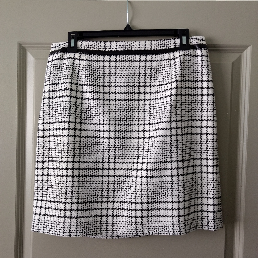 Black and White plaid short pencil skirt